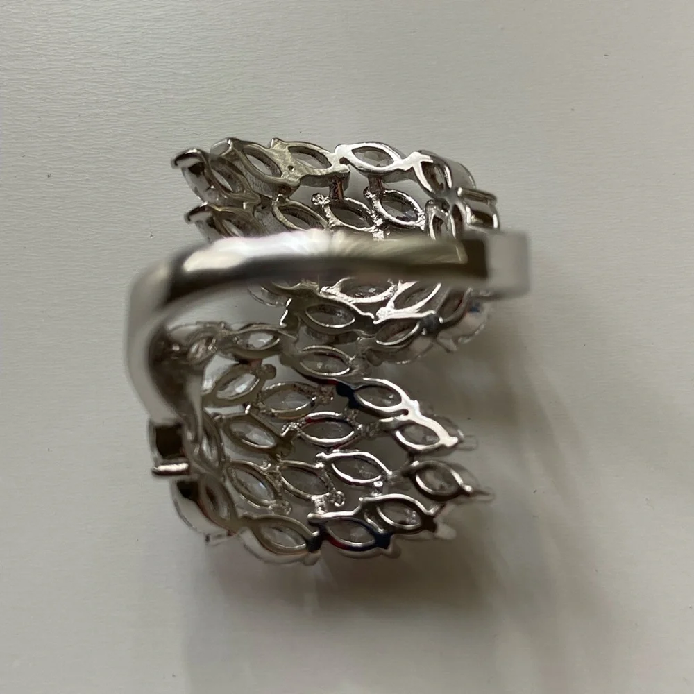FZN Sterling silver CZ ring wings, size 9